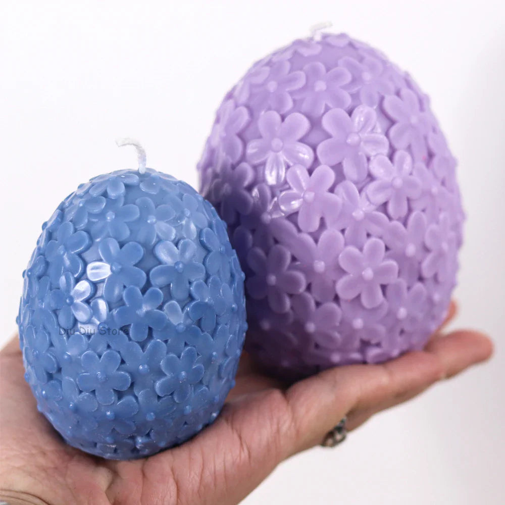 Carving Flower Egg Candle Silicone Mold DIY Catharanthus Ball Making Kit Aromath Soap Plaster Resin Cake Baking Molds Home Decor
