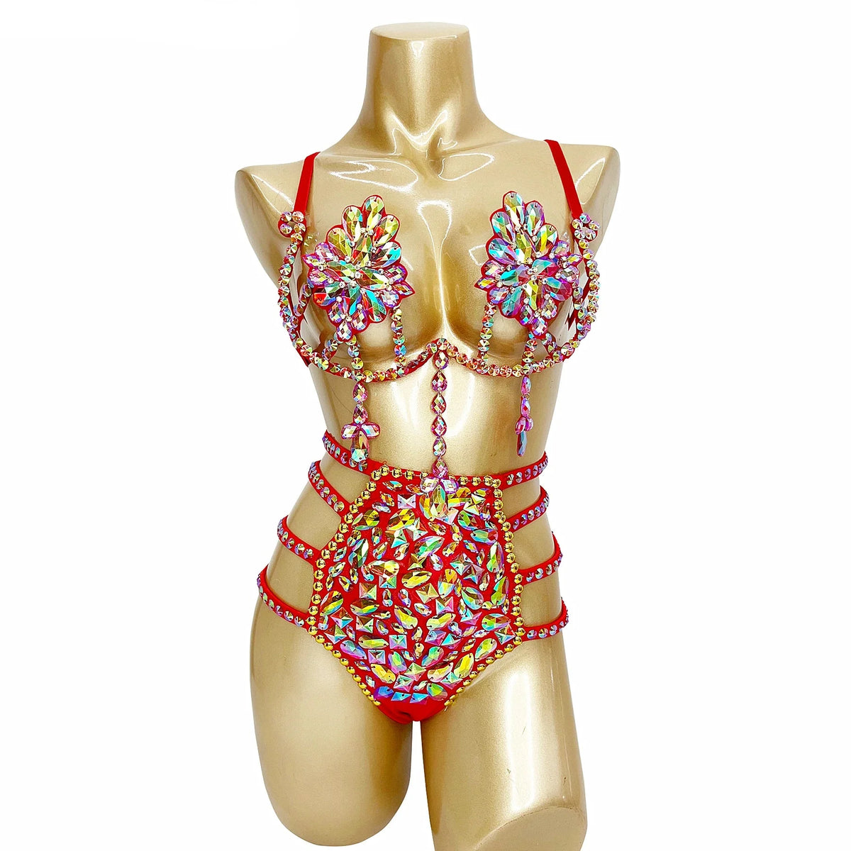 Sparkly Samba Carnival Stone Wire Bra & Bikini Bottom Set Stage Costume | Costume Sets | Wiccan Center