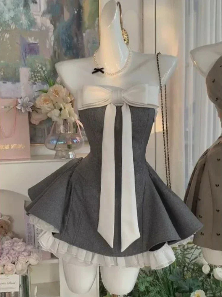 Black French Vintage Elegant Design Woman Dress Gothic Off Shoulder Retro Mini Dress Female Fairy Birthday Party Chic Outfits | | Wiccan Center
