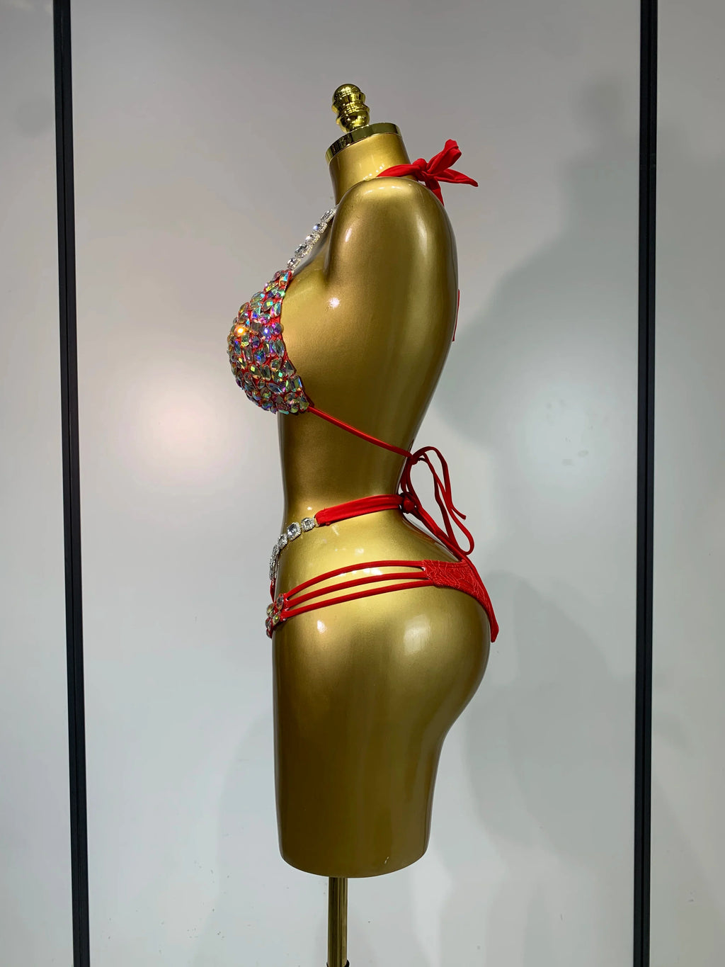 Crystal Diamond Bikini Two-Piece Set Sparkle Stage Performance Outfit | Costume Sets | Wiccan Center