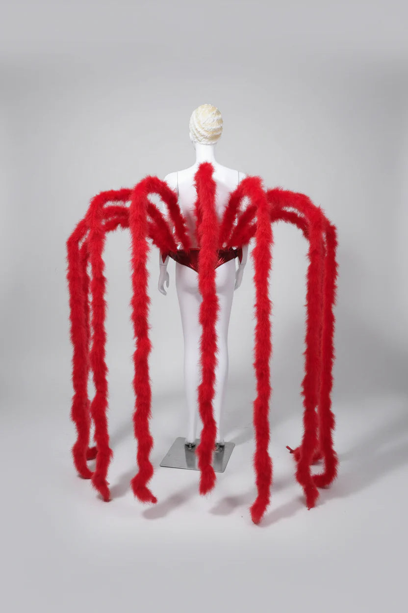 Long Feather Waterfall Backpiece Costume Accessory