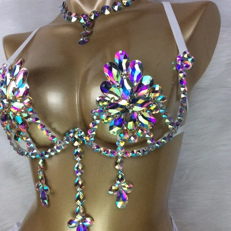 Dazzling Samba Carnival Rhinestone Bikini Set & Belly Dance Stage Costume | Costume Sets | Wiccan Center