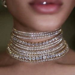 Multi Layered Rhinestone Chain Choker Crystal Drop | Necklaces | Wiccan Center