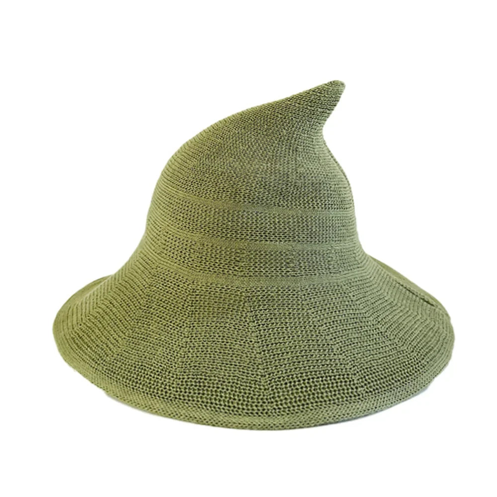 Halloween Witch Hat Long Point Knitted Cap with Wide Brim for Adults | | Wiccan Center