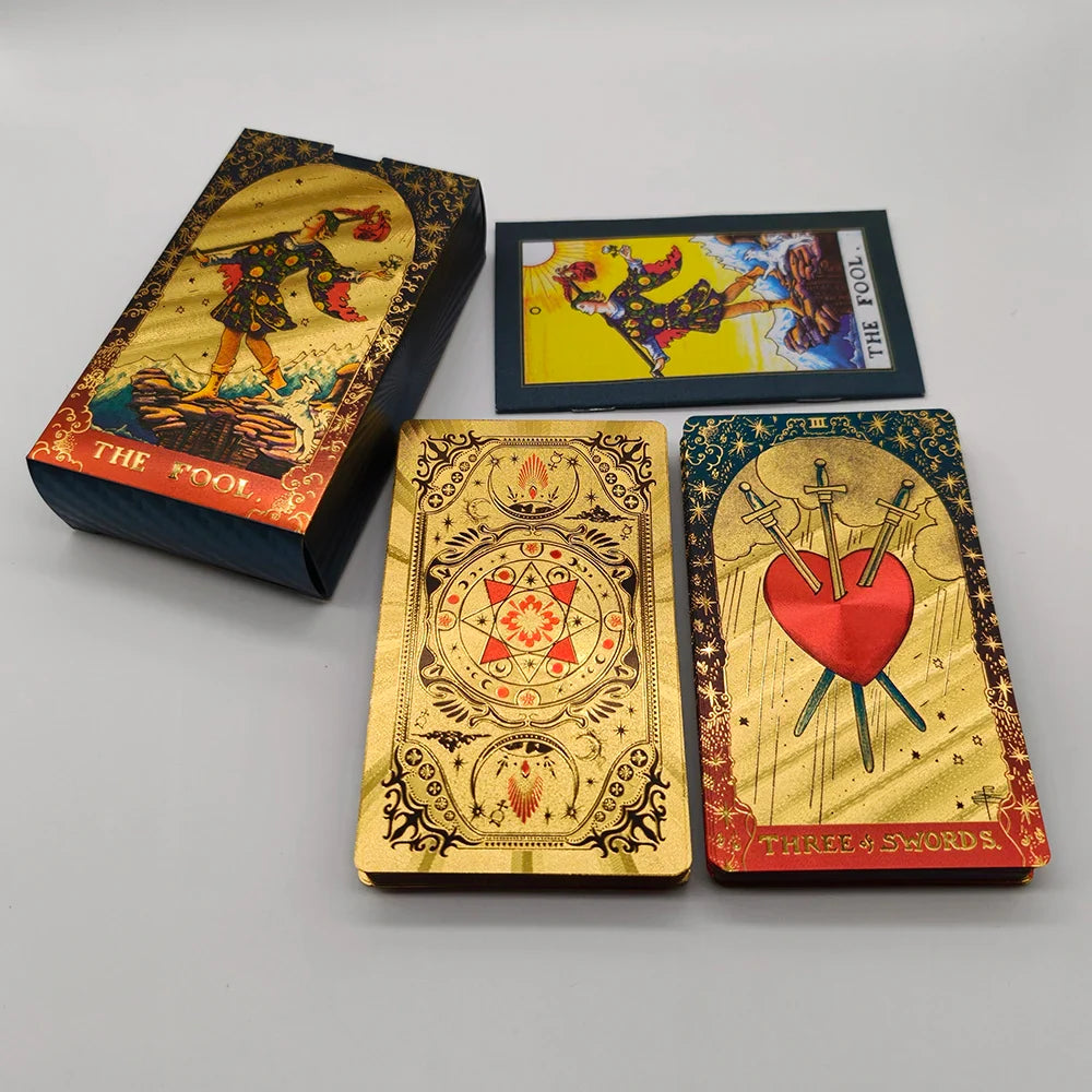 Cost Worthy Luxe Gold Foil Tarot Deck With Nice Plastic Package Board Game of Oracle Cards For Beginners | | Wiccan Center