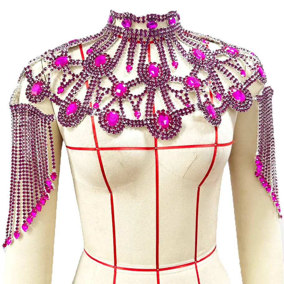 Rhinestone Crystal Drop Shoulder Tassel Body Adornment | Body Chains | Wiccan Center