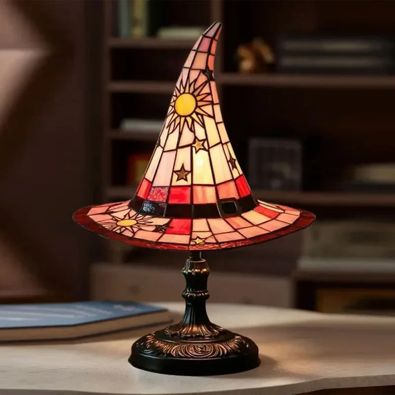 Premium Witch Hat Stained Glass Lamp – Magical Glow for Your Home | | Wiccan Center