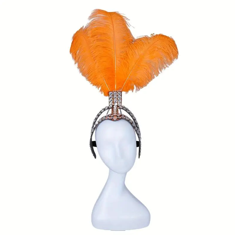 Ostrich Feathered Rhinestone Headpiece | Headdress | Wiccan Center