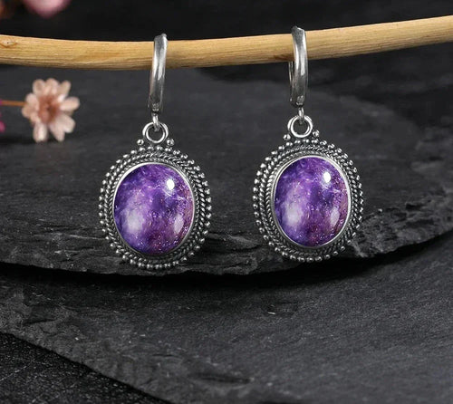 925 Sterling Silver Stone Oval Earrings | earrings | Wiccan Center