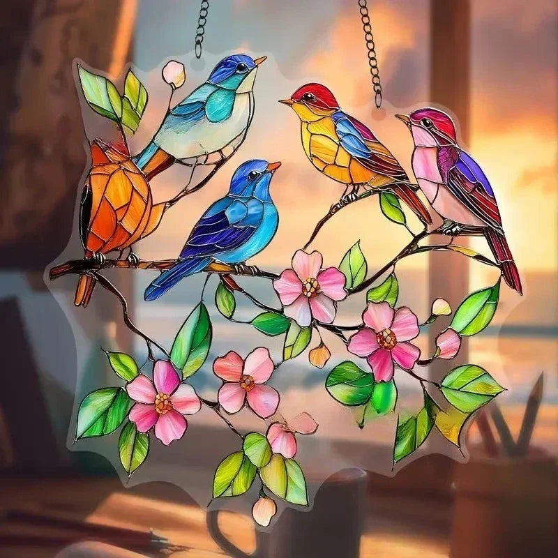 Enchanting Hummingbird Suncatcher – Vibrant Stained Glass Window Hanging Decor | | Wiccan Center