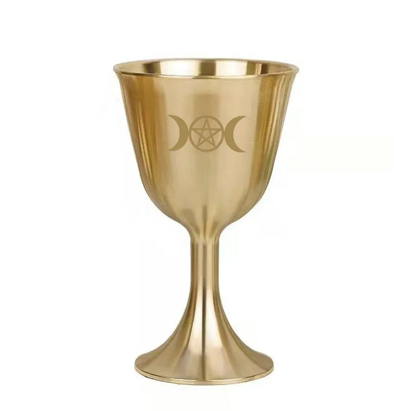 Goddess & Triple Moon Gold Chalices | Altar Cup | Wiccan Center