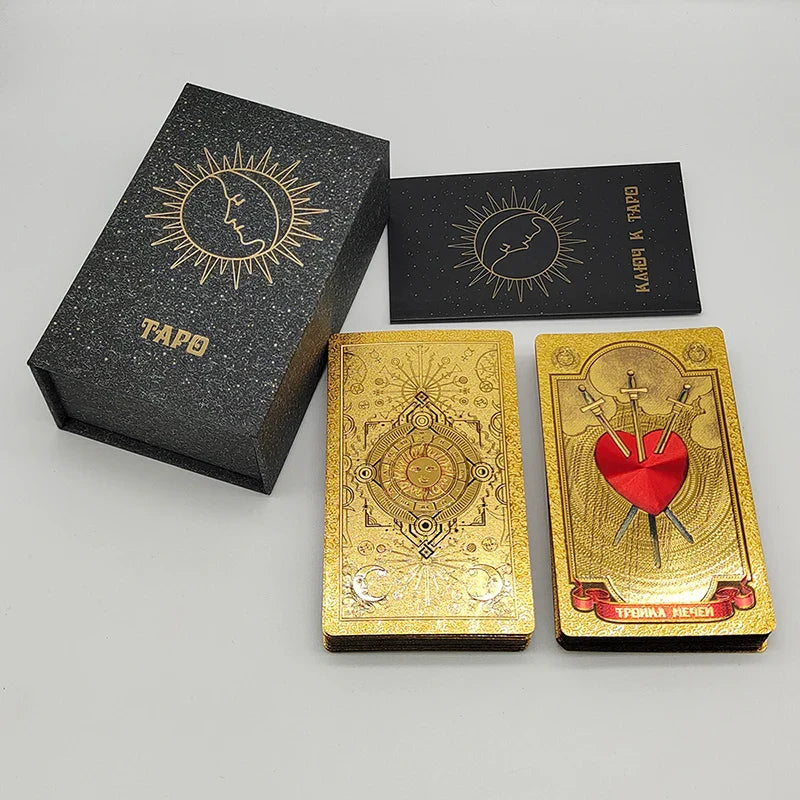 High Quality Gold Foil Tarot Russian Deluxe Divination Tarot Cards Predictive Board Games For Russia Market | | Wiccan Center