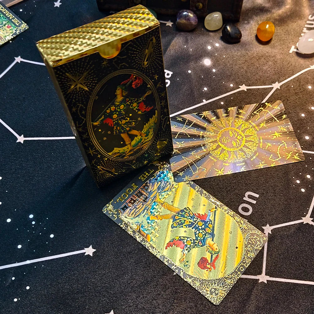 Cost Worthy Luxe Gold Foil Tarot Deck With Nice Plastic Package Board Game of Oracle Cards For Beginners | | Wiccan Center