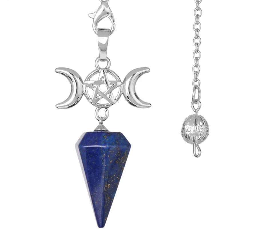 Triple Moon Pentacle Crystal Pendulums | Pendulums | Wiccan Center