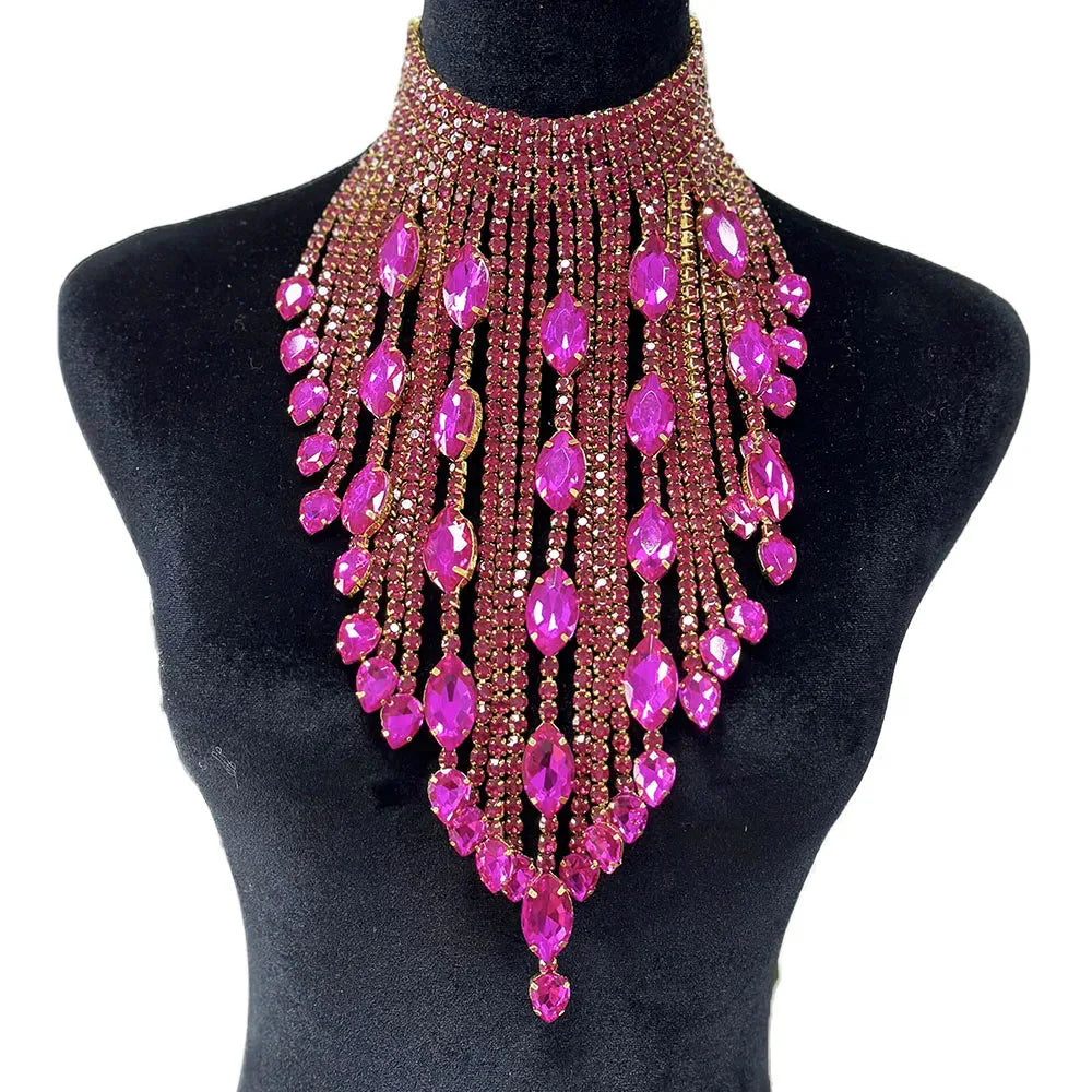 Rhinestone Crystal Long Fringe Tassel Crystal Drop | Necklaces | Wiccan Center