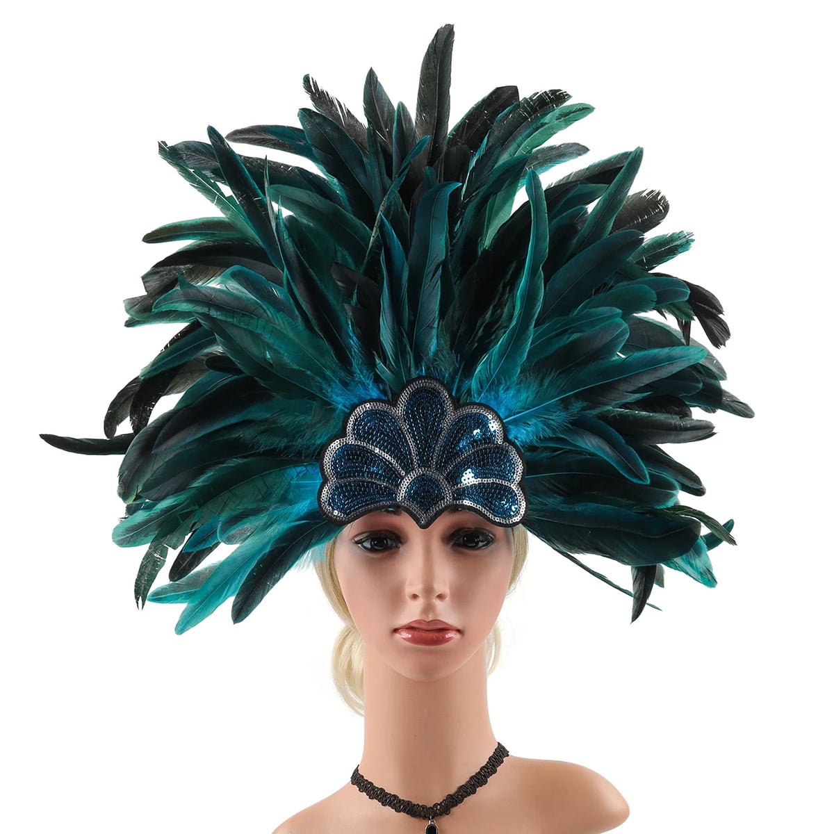 Mardi Gras Feather Crown Headband for Women | Glitter Sequin Carnival Hair Accessory | Headpiece | Wiccan Center