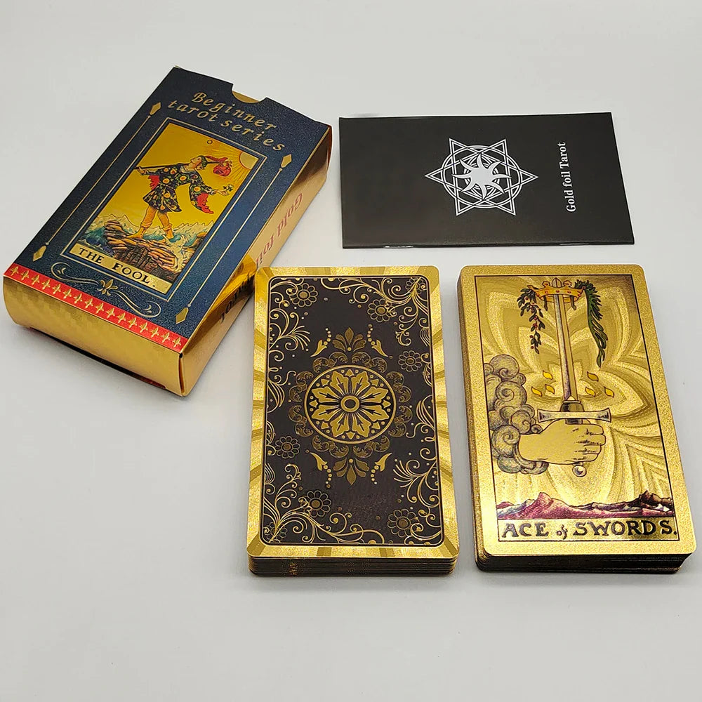 Gold Foil Tarot Plastic Cards Rose Pink Oracle Waterproof Card Deck Mysterious Board Game Divination Cards | | Wiccan Center