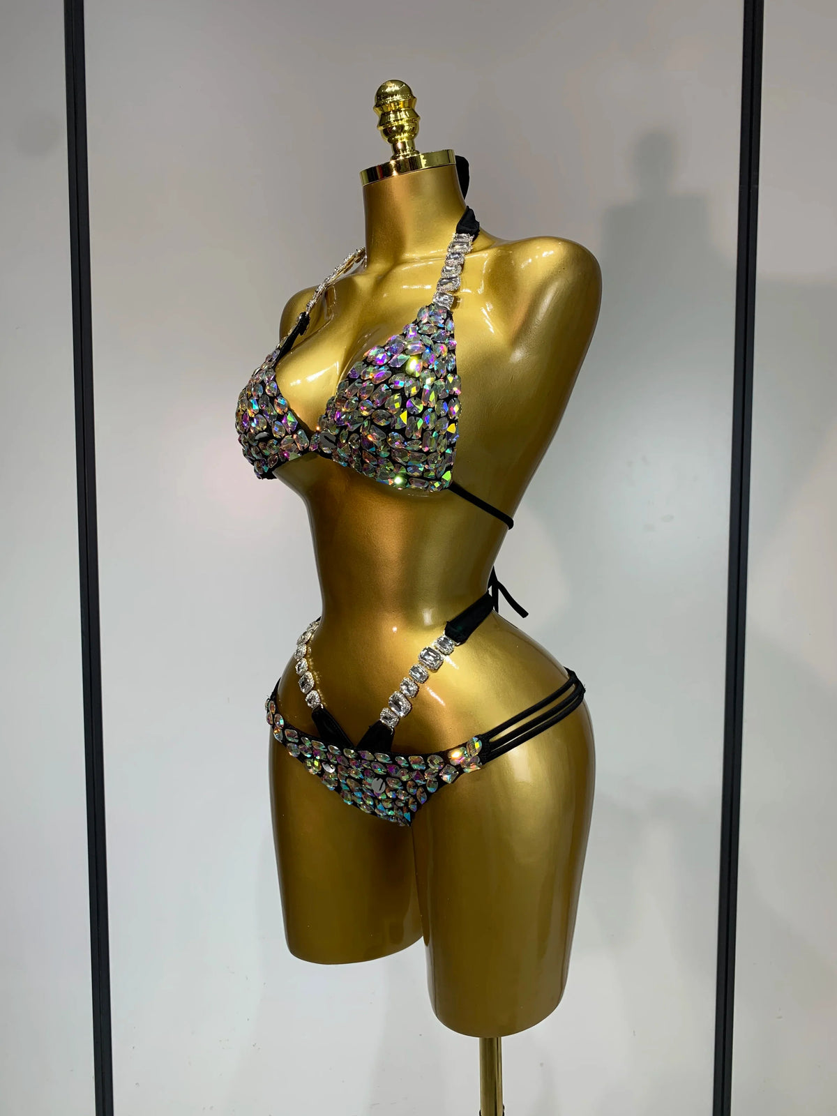 Women Crystal Rhinestone Halter Bikini Stage Performance Costume Set | Costume Sets | Wiccan Center