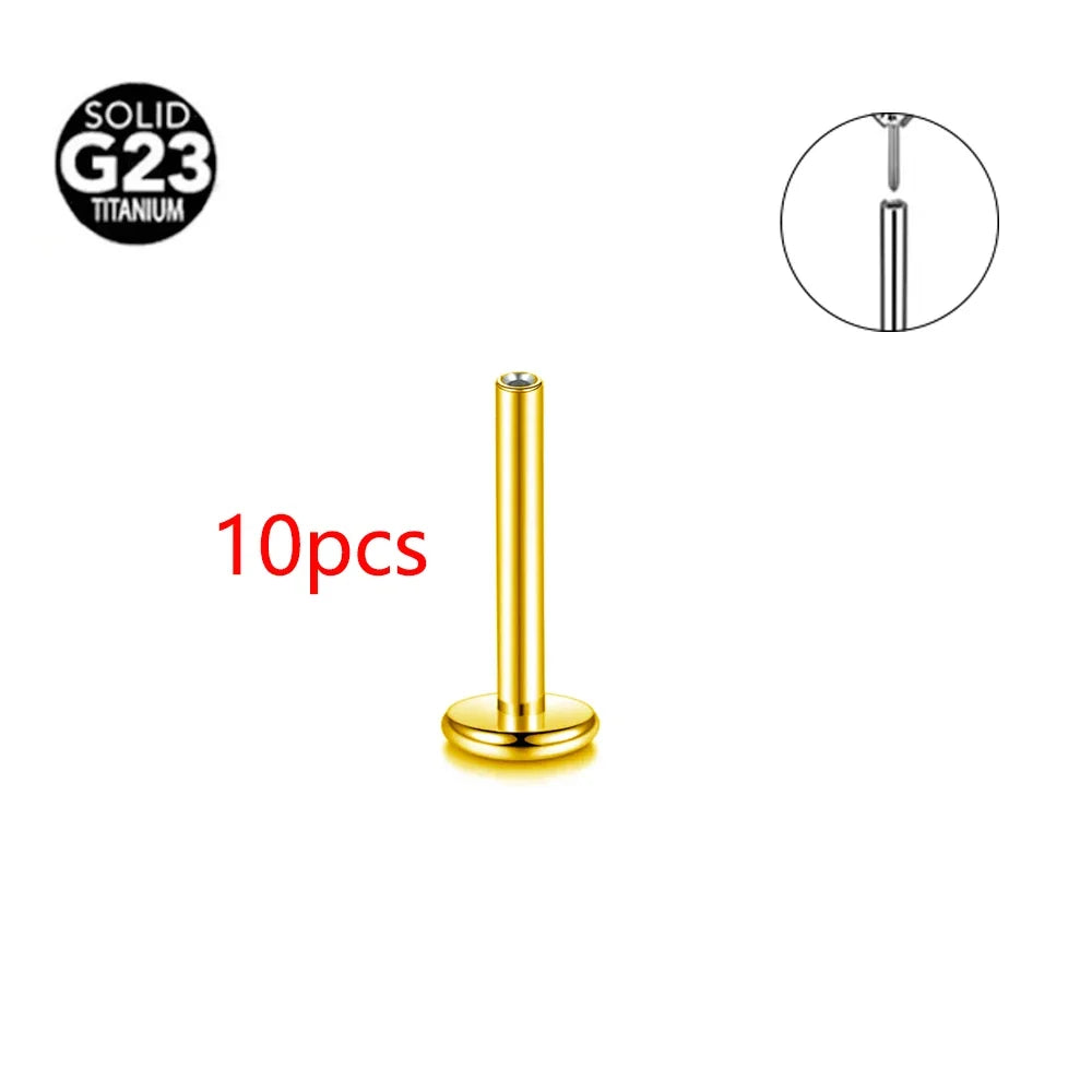 Threadless Labret Rod Piercing G23 Titanium Push In Stud Cartilage Flatback Nose Stud Piercing Body Jewelry | | Wiccan Center
