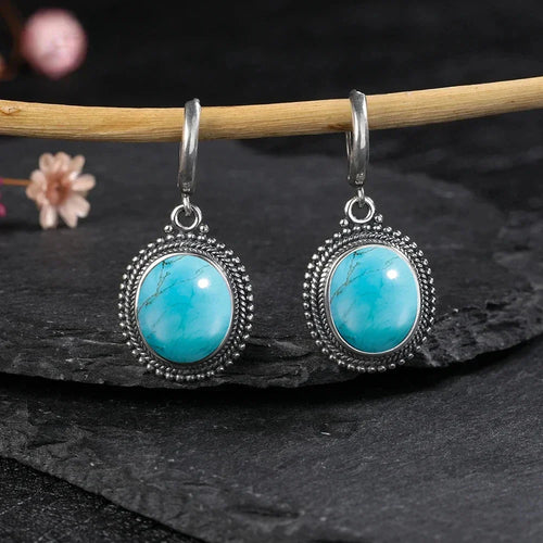 925 Sterling Silver Stone Oval Earrings | earrings | Wiccan Center