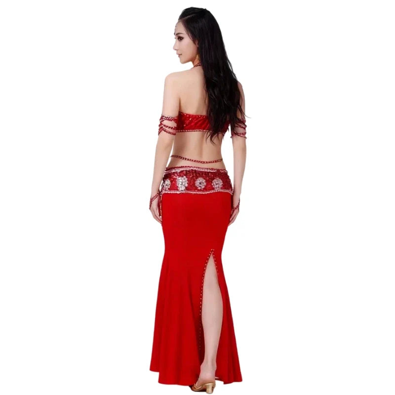 Dazzling Beaded Belly Dance Bra & Belt 2-Piece Costume Outfit Set | Costume Sets | Wiccan Center