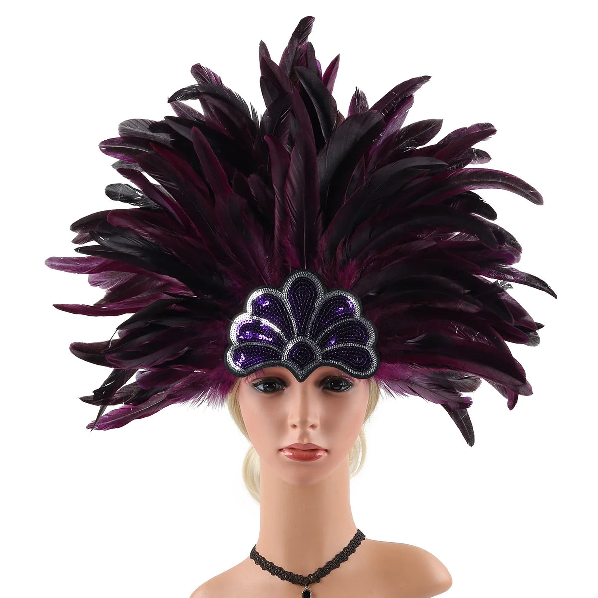 Mardi Gras Feather Crown Headband for Women | Glitter Sequin Carnival Hair Accessory | Headpiece | Wiccan Center