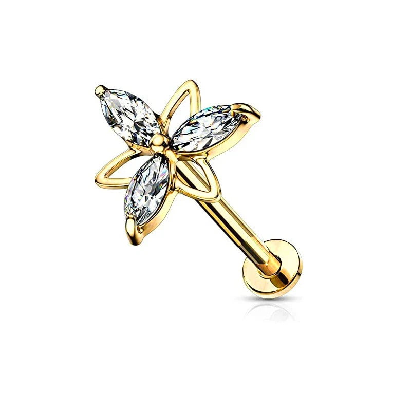 Lightning Internal Thread Labret Piercing Crown Bee Flowers Cartilage Earring Tragus Conch 316L Stainlesss Steel Body Jewelry | | Wiccan Center