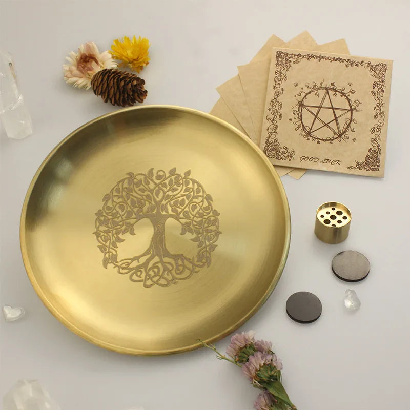 Gold Altar Plates | incense holder | Wiccan Center