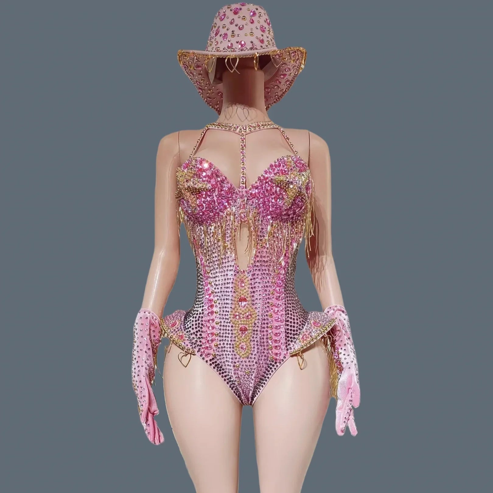 The Stardust Showstopper 4-Piece Rhinestone Ensemble – Luxury Stage Bodysuit & Jumpsuit Set