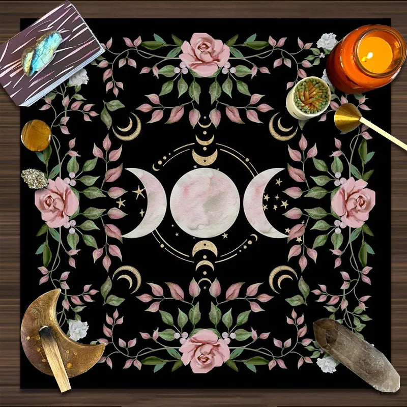 Cottagecore Triple Moon Altar Cloth | Altar Cloth | Wiccan Center