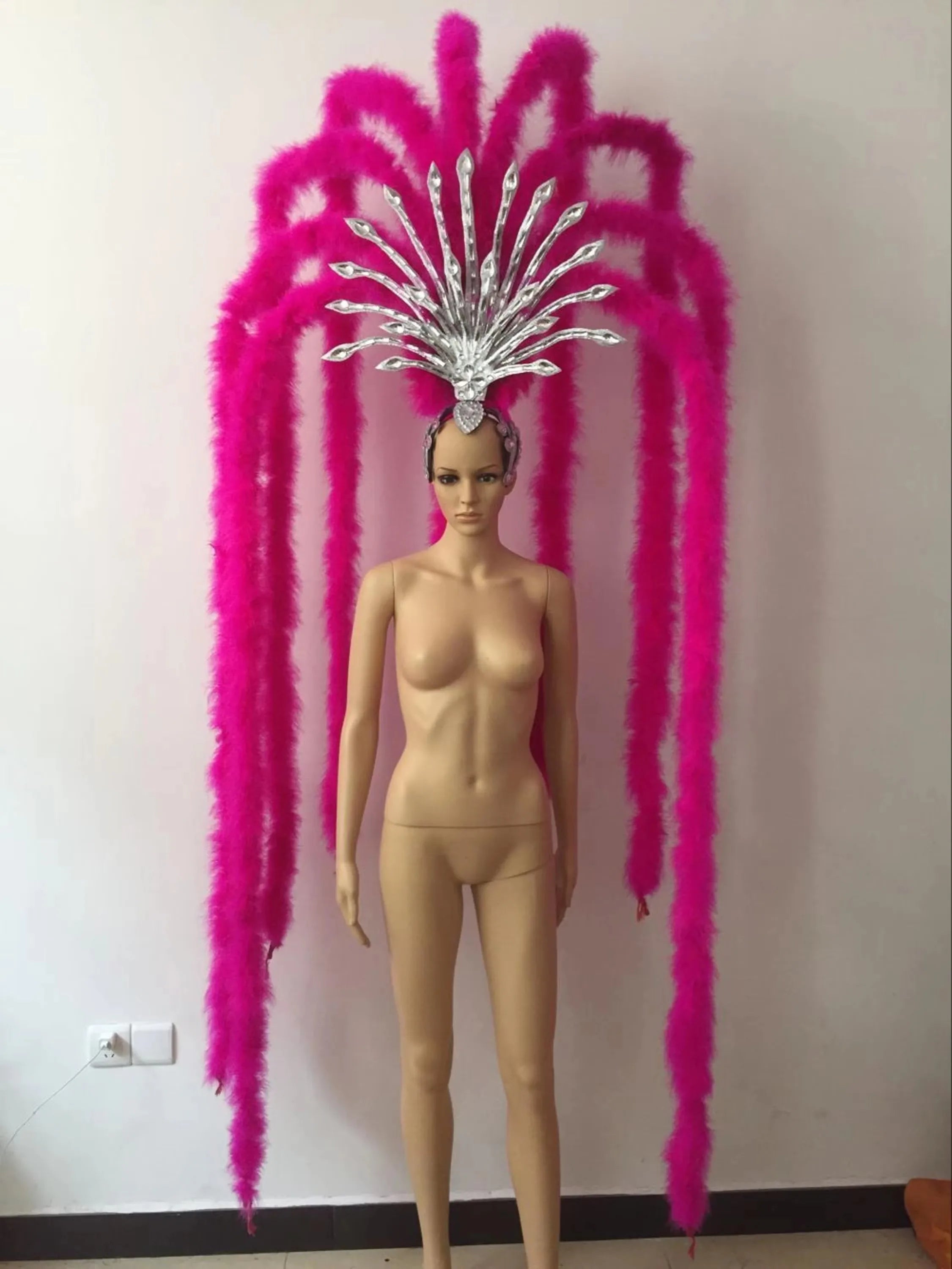 The Stardust Extravaganza Carnival Headdress – Rhinestone & Feather Showgirl Crown