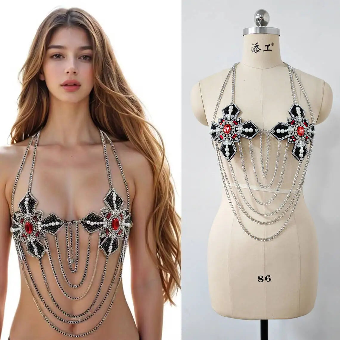 Dazzling Irregular Tassel Bikini Bra Chain & Shawl Chest Body Jewelry | Body Chains | Wiccan Center