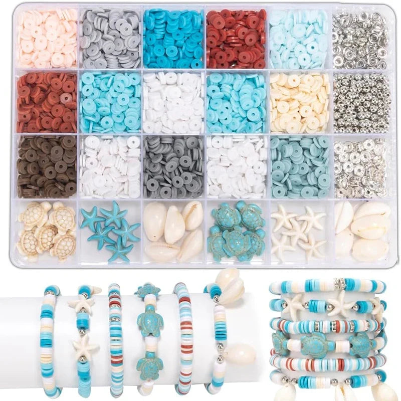 Ocean Summer Friendship Bracelet Making Kit – DIY Clay Beads Set for Jewelry, Bracelets, Necklaces & Earrings | | Wiccan Center