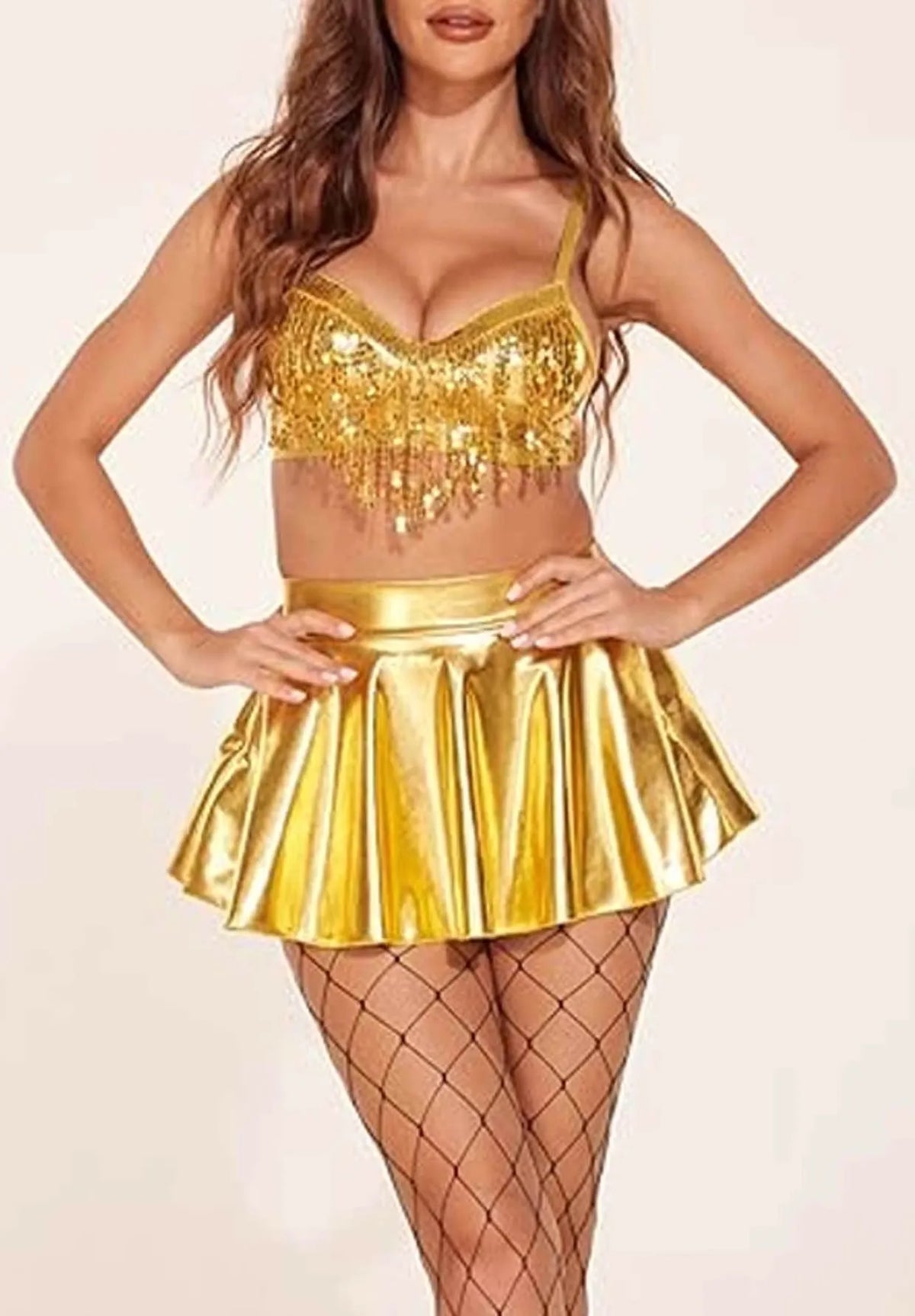 Music Festival Silver Tassel Sequin Bikini Dress Sexy Women's Stage Bar Nightclub Singer Role Playing Performance Costume Set | Costume Sets | Wiccan Center