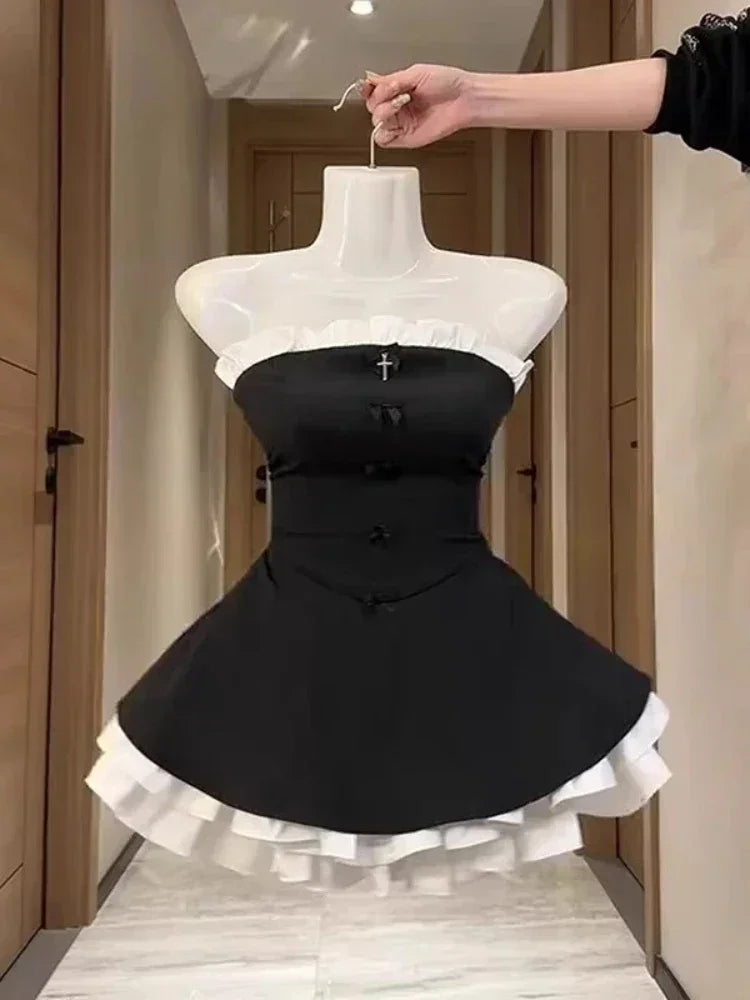 Black French Vintage Elegant Design Woman Dress Gothic Off Shoulder Retro Mini Dress Female Fairy Birthday Party Chic Outfits | | Wiccan Center