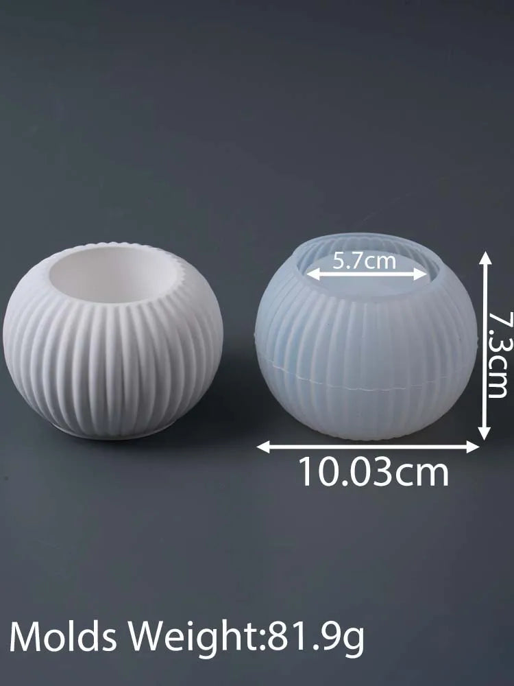 S/M/L Stripe Candle Cup Silicone Mold DIY Handmade Round Flowerpot Plaster Resin Candlestick Craft Casting Molds Home Decor