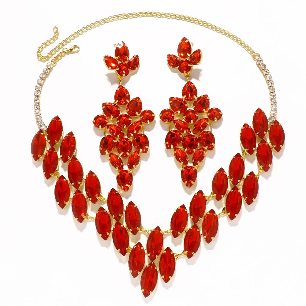 Red Rhinestone Crystal Drop & Crystal Drops Set | Jewelry Sets | Wiccan Center