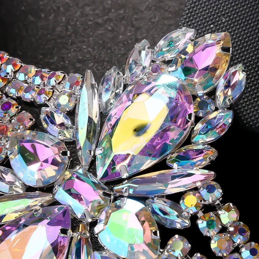Geometric Rhinestone Thigh Chain – Elastic Crystal Leg Adornment for Festivals, Raves & Clubwear