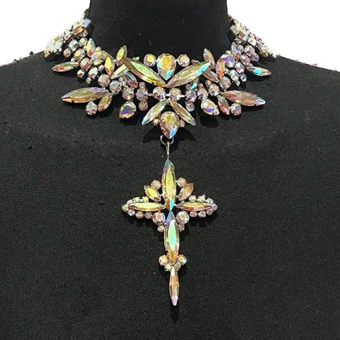Rhinestone Cross Pendant Crystal Drop & Crystal Drop Set