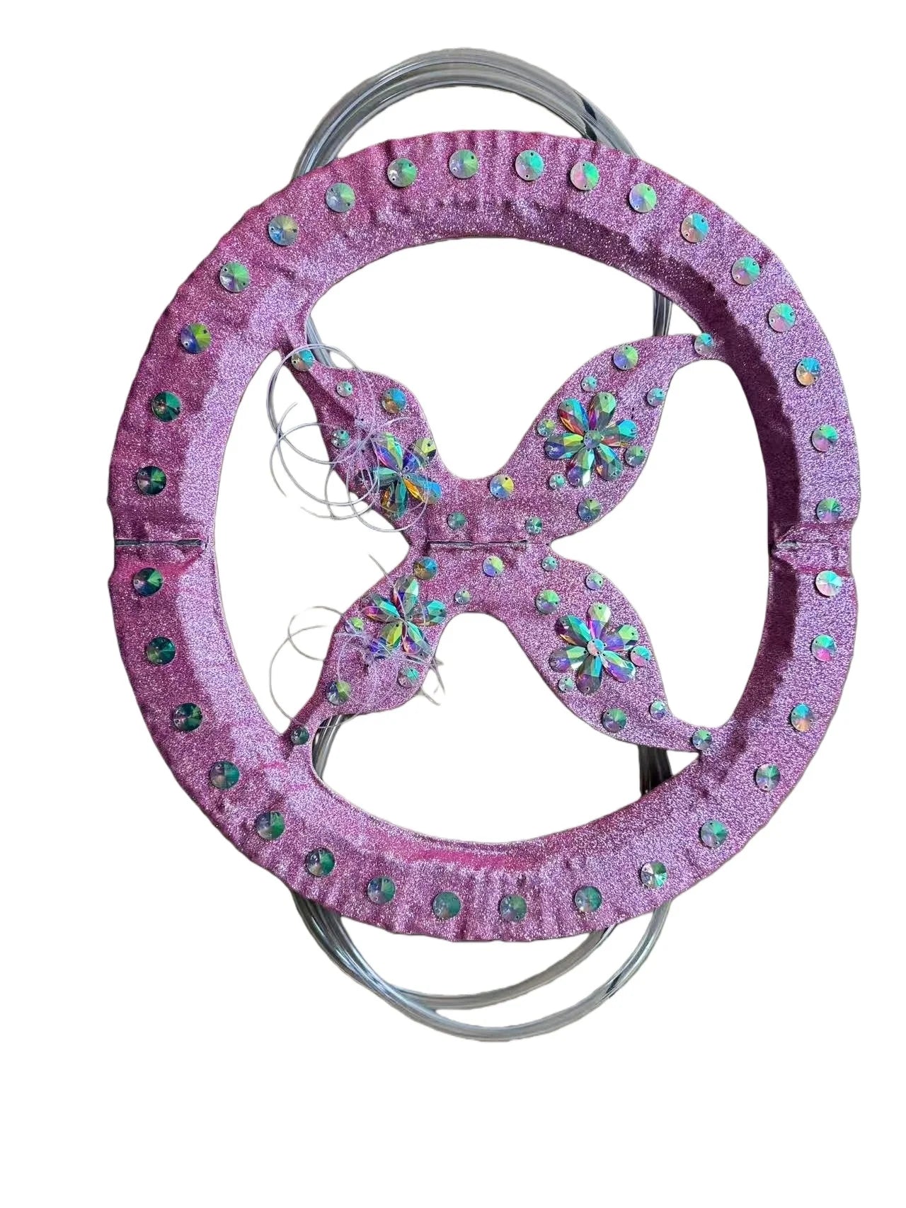 Rhinestone-Embellished Feather Backpiece Frame with Harness | Back Pieces | Wiccan Center