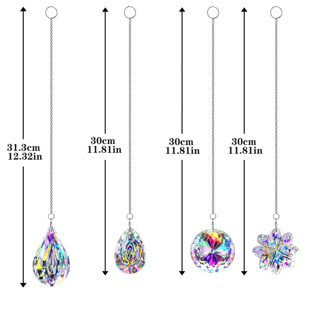 4pcs Clover-Shaped Round Crystal Pendant Crystal Rainbow Sun Catcher Wedding Decor Home Wedding Party Decoration Ornament | | Wiccan Center