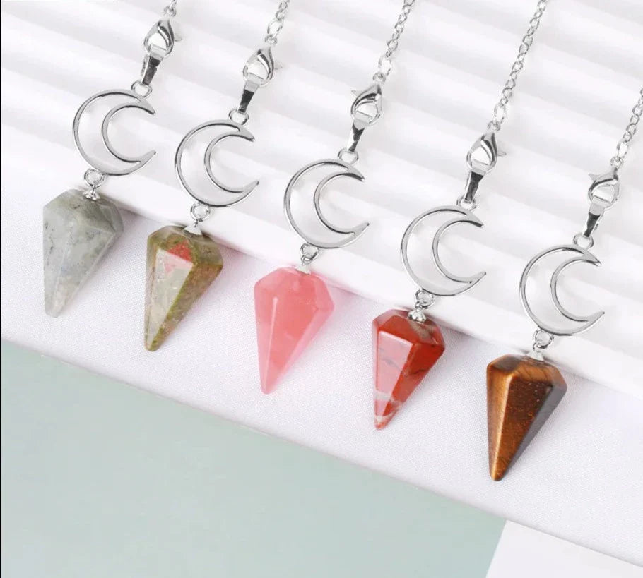 Crystal Crescent Moon Pendulums | Pendulums | Wiccan Center