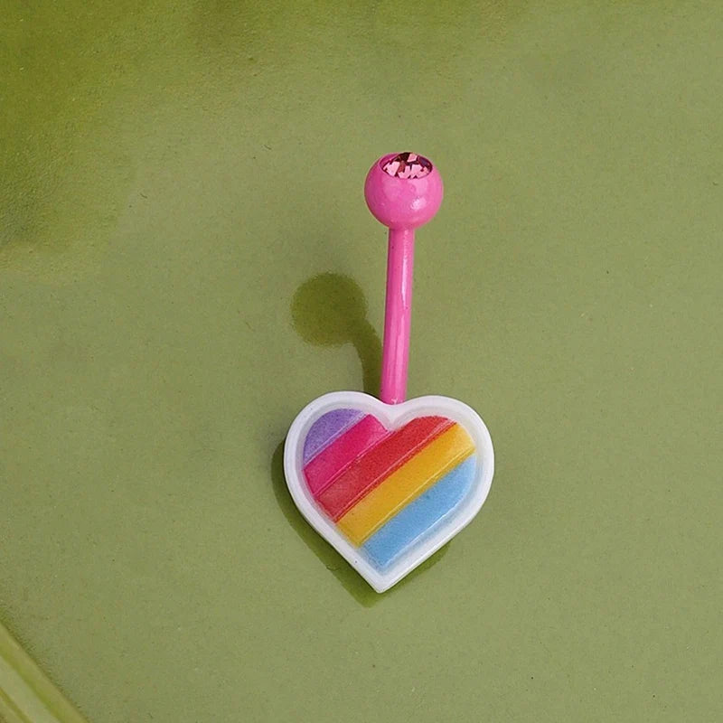 Sweet Dinosaur Navel Ring Zircon Heart Strawberry Belly Button Ring For Women Body Piercing Decor Vacation Leisure Beach Jewelry | | Wiccan Center