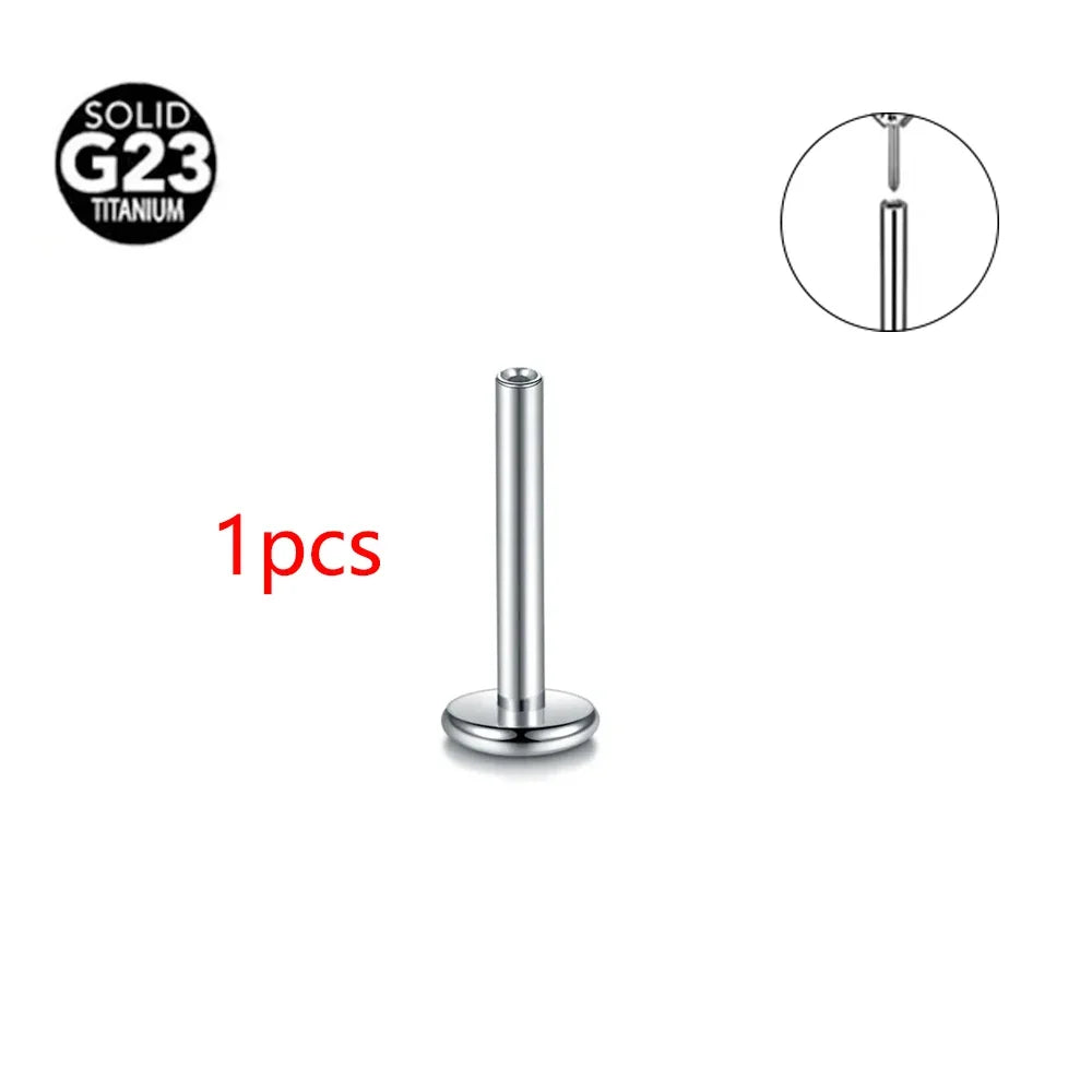 Threadless Labret Rod Piercing G23 Titanium Push In Stud Cartilage Flatback Nose Stud Piercing Body Jewelry | | Wiccan Center
