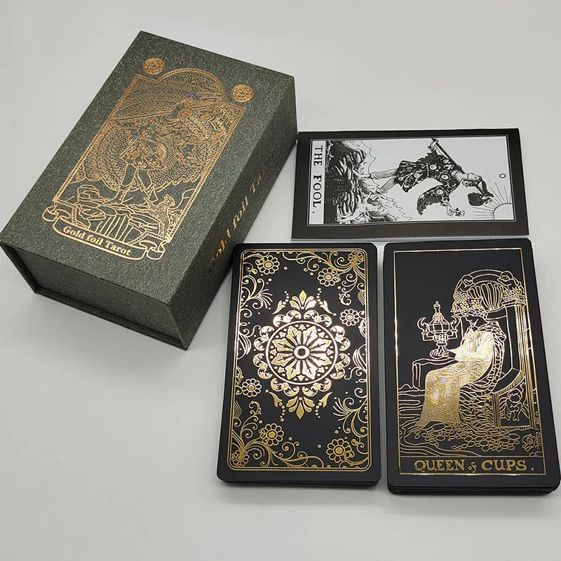 New Version Black Hot Stamping Gold foil Tarot Cards Plastic Rider Oracle Deck For Beginners And Collectors | | Wiccan Center