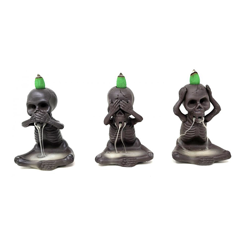Skeleton Backflow Cone Burner - "See No Evil, Hear No Evil, Speak No Evil" | Incense Burner | Wiccan Center