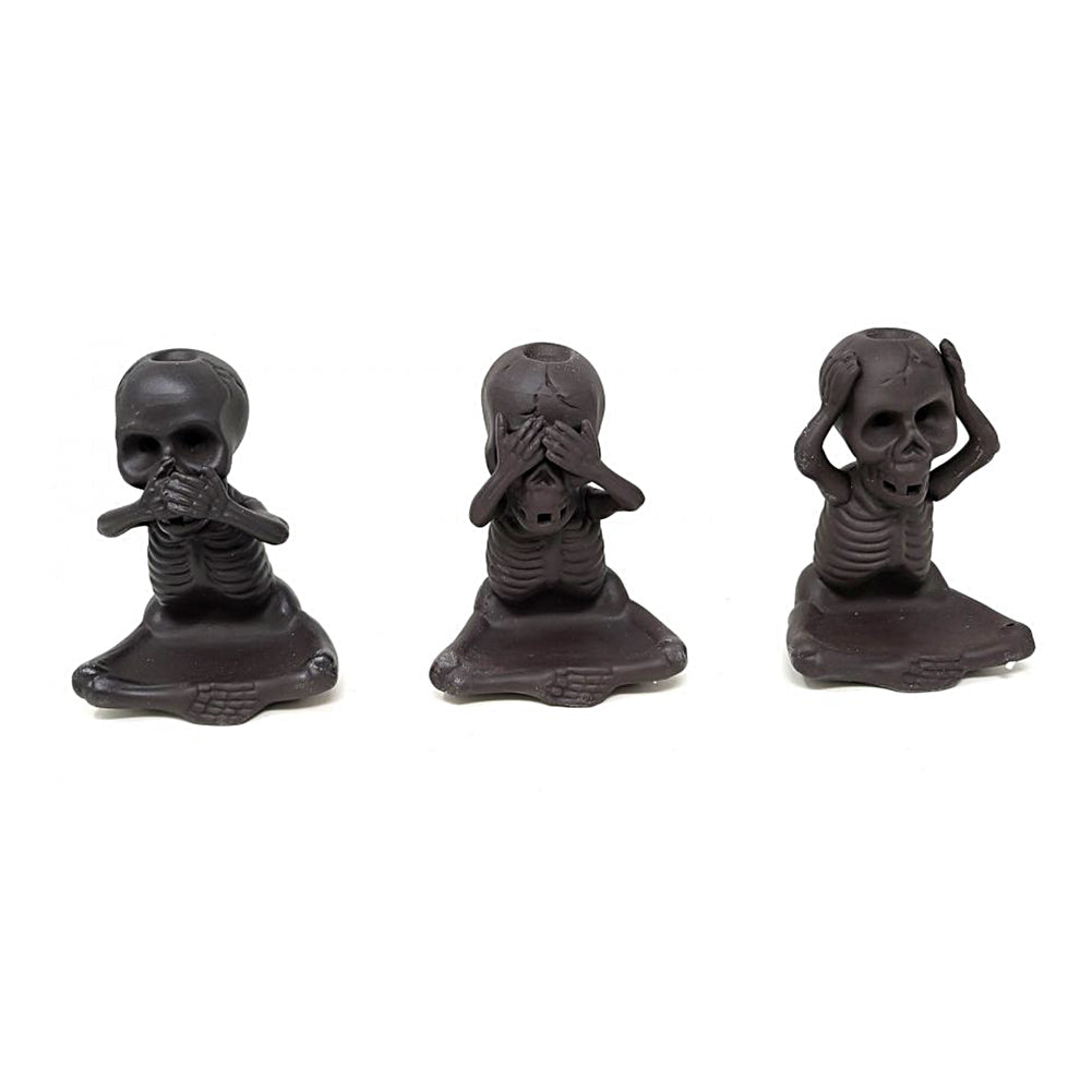Skeleton Backflow Cone Burner - "See No Evil, Hear No Evil, Speak No Evil" | Incense Burner | Wiccan Center