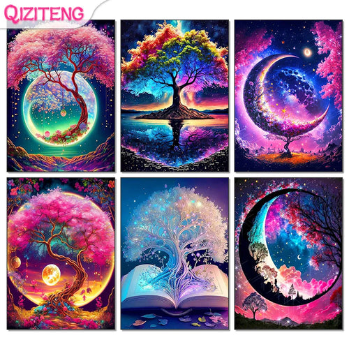 5D Diy Diamond Painting Fantasy Moon Tree Landscape Full Drill Rhinestones Mosaic Embroidery Handmade Products Home Decor Gift | | Wiccan Center