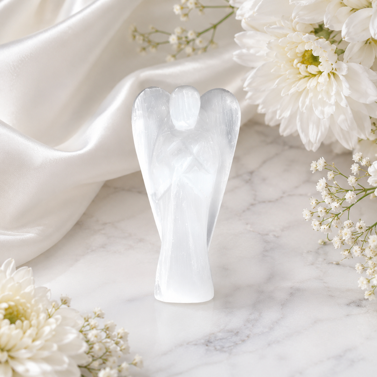 Selenite Crystal Angel Pocket Guardian