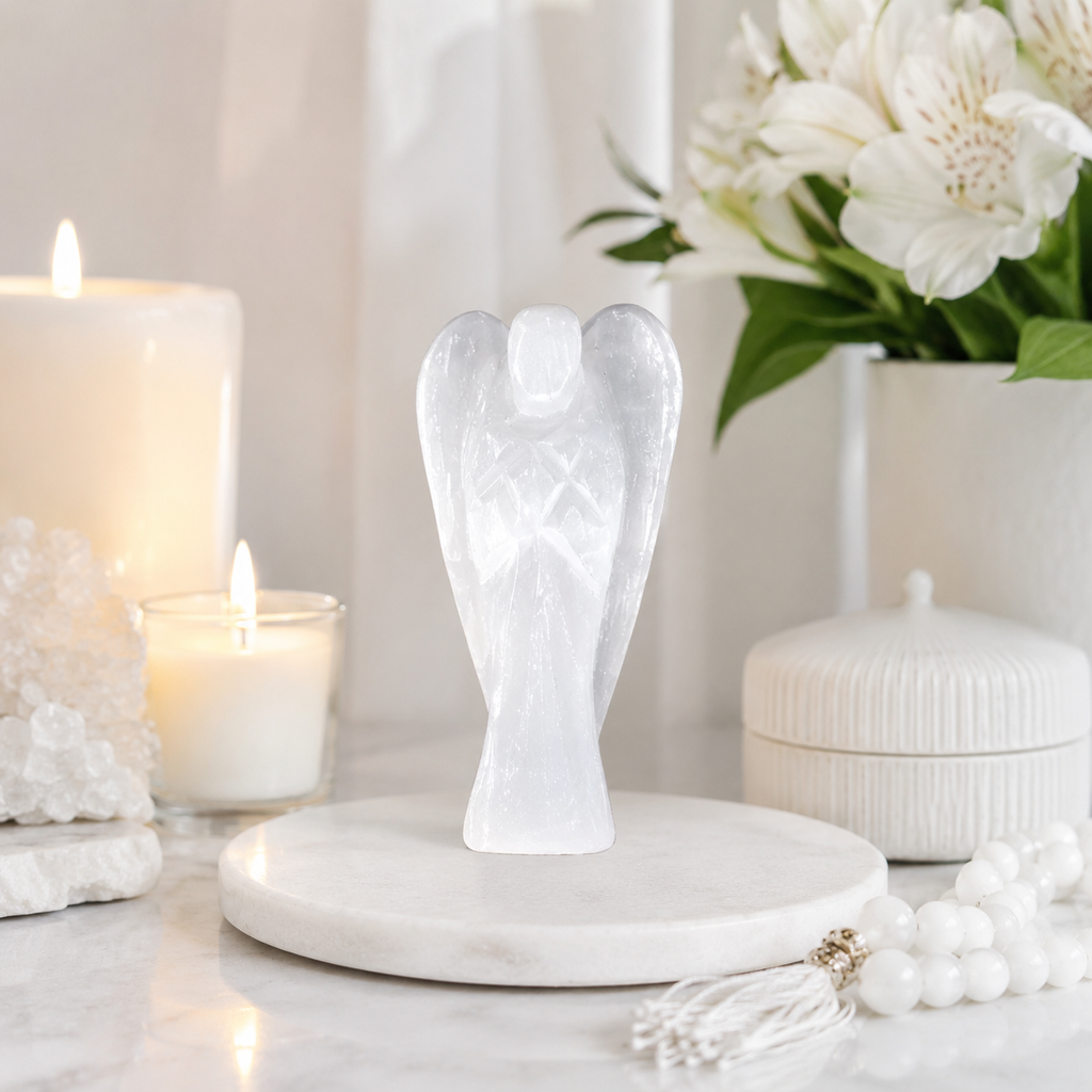 Selenite Crystal Angel Pocket Guardian